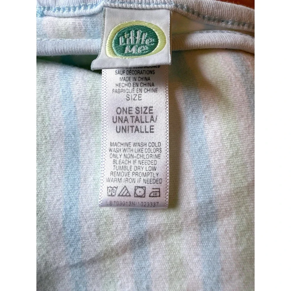 Little Me Baby‎ Blanket Blue Green Striped Giraffe Embroidered Cotton Lovey